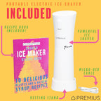 Máquina de hielo afeitado inalámbrica – Ligero, recargable, libro de recetas de bonificación, soporte de descanso – Hielo afeitado caribeño. Cable USB incluido – Hasta 40 conos de nieve por carga. No se necesitan moldes (blanco)
