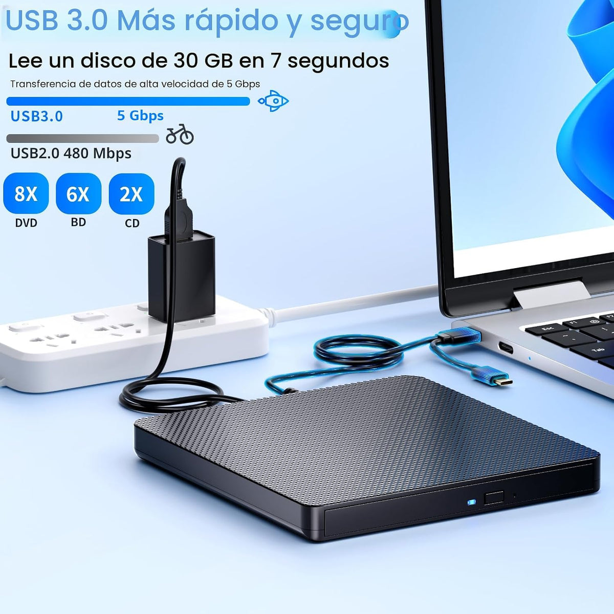 Dainty Reproductor de unidades Blu ray externas lectura compatible...