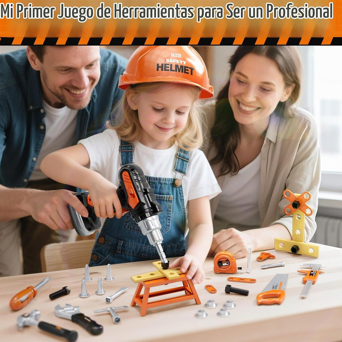 KidBloom Juego de Herramientas para Niños, 50 Piezas de Construcción, Juguetes para Niños de 3 Años
