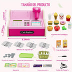 Caja Registradora de Madera para Niños con Calculadora Real, Color