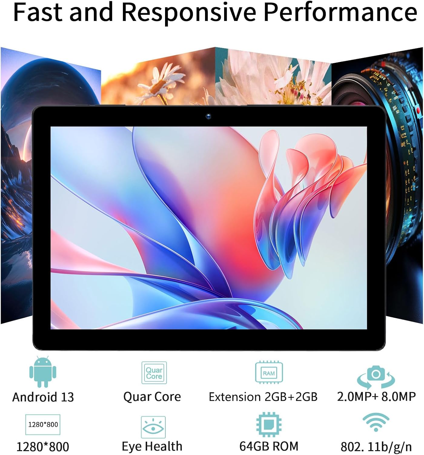 PRITOM Tablet 10 pulgadas, 64GB, Tablet Android 13, pantalla HD IPS...