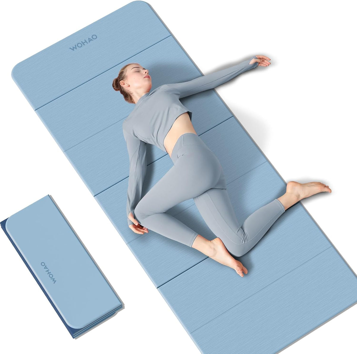 Estera de Yoga de 7 Pliegues 177.8x61 cm - 1.27 cm de Grosor Estera de Ejercicio Plegable, Compacta Antideslizante de TPE para Viaje, Almacenamiento, Yoga y Gimnasio en Casa, Ligera y Portátil