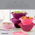 Tupperware Heritage Collection, nuevo juego de 10 piezas de recipientes para almacenamiento de alimentos en rosa vintage, apto para lavavajillas y sin BPA (5 tazones, 5 tapas)