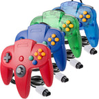 miadore Paquete de 4 Controladores Clásicos N64, Controladores con Cable para N64 con Joystick Mejorado (Versión USB no para PC) (Rojo/Azul/Verde Transparente/Azul Transparente)