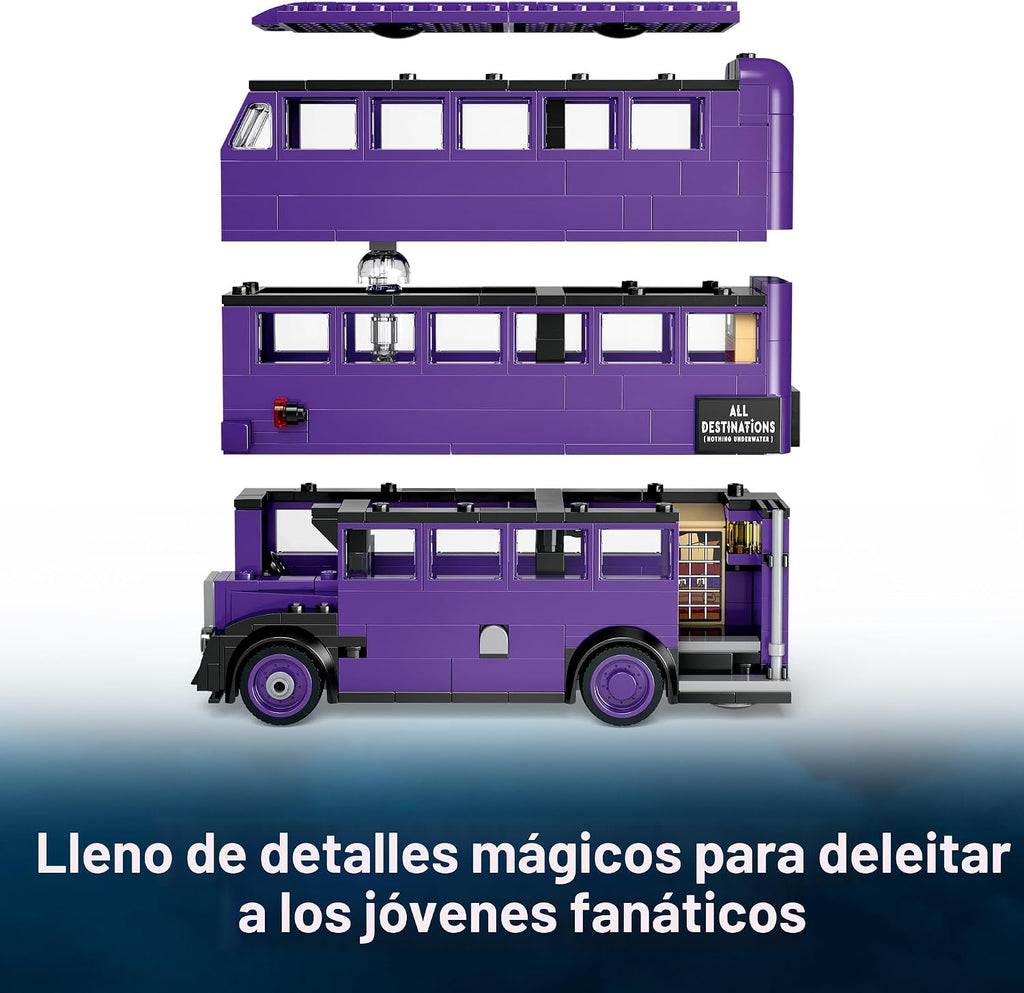 Lámpara LEGO Harry Potter Knight Bus Adventure - Juguete de construcción para niños, niños y niñas, a partir de 8 años - Autobús icónico de Harry Potter y el prisionero de Azkaban - con 5 minifiguras - Idea