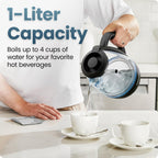 Chefman Hervidor eléctrico con infusor de té, compacto de 1 litro (4 tazas), 1500 W, tapa extraíble para una fácil limpieza, protección contra hervir en seco, filtro de acero inoxidable, sin BPA, apagado automático, hervidor de té eléctrico pequeño