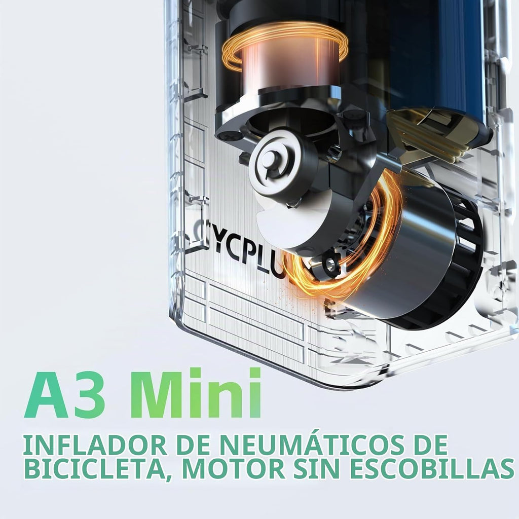 CYCPLUS Bomba eléctrica para bicicleta, A3Mini, 120 PSI, motor sin