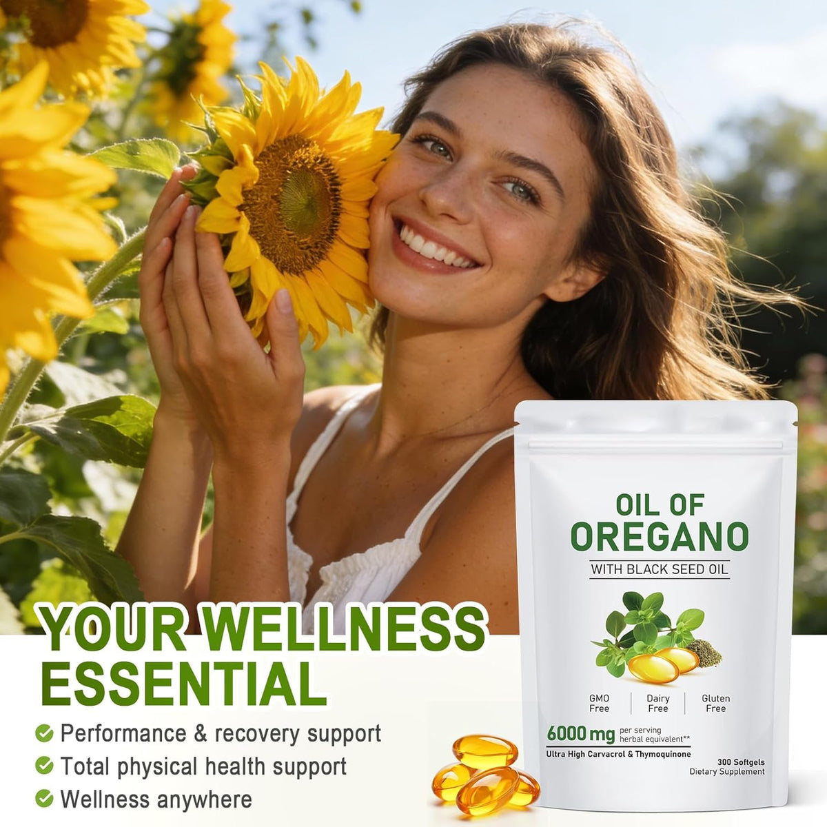 Oregano Oil Softgels, 6000mg Oil of Oregano with Black Seed Oil, 2-...