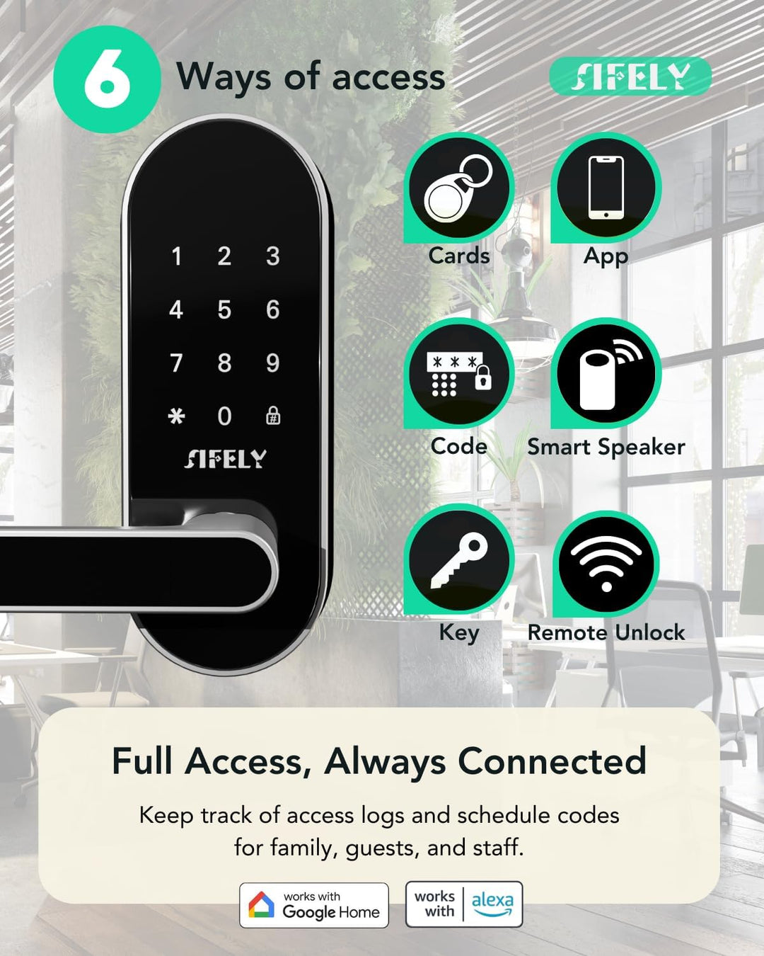 Cerradura de puerta inteligente WiFi integrada con asa, entrada sin...