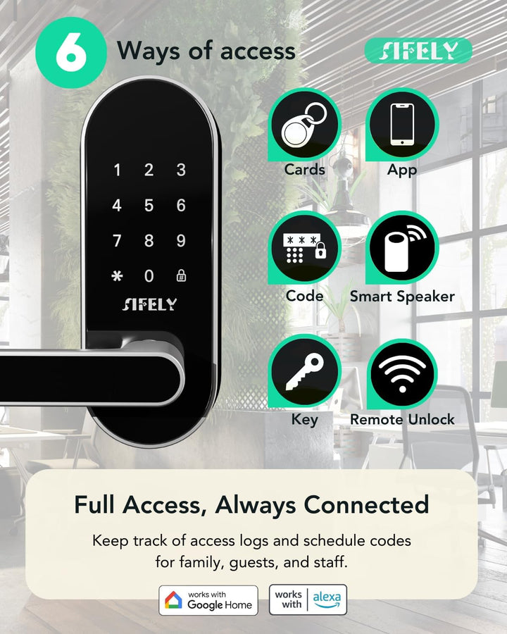 Cerradura de puerta inteligente WiFi integrada con asa, entrada sin...