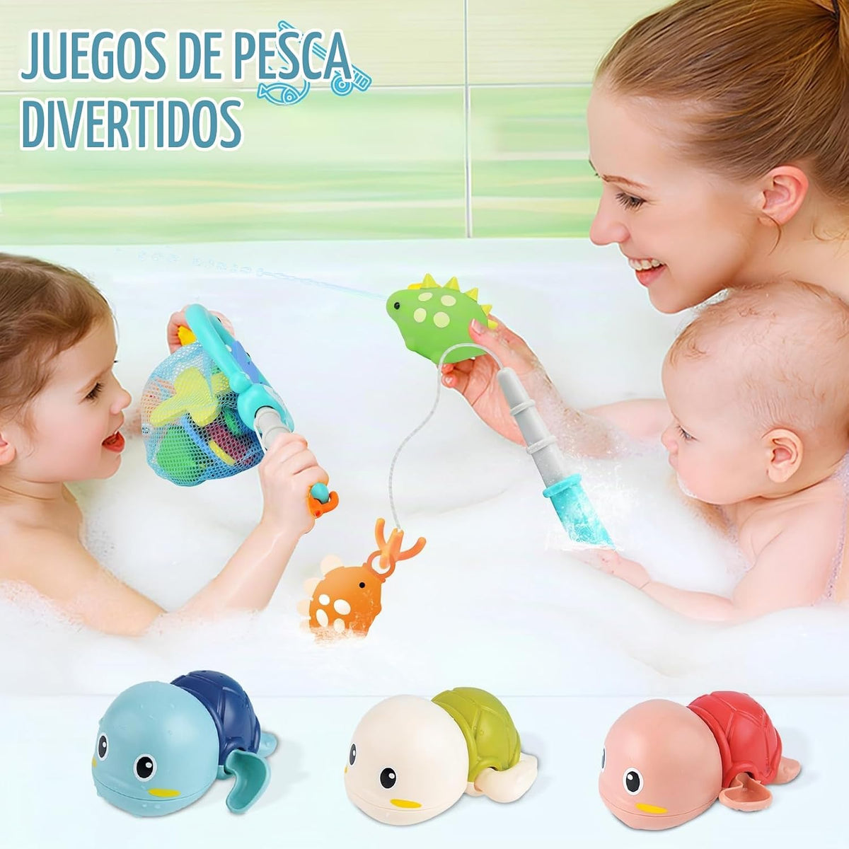 LZZAPJ Juguetes de baño para bebés de 1 a 3 años, juguete de bañera para niños con 36 letras y números de espuma para el baño, juegos de pesca con red de pescar, juguete de piscina con bolsa de