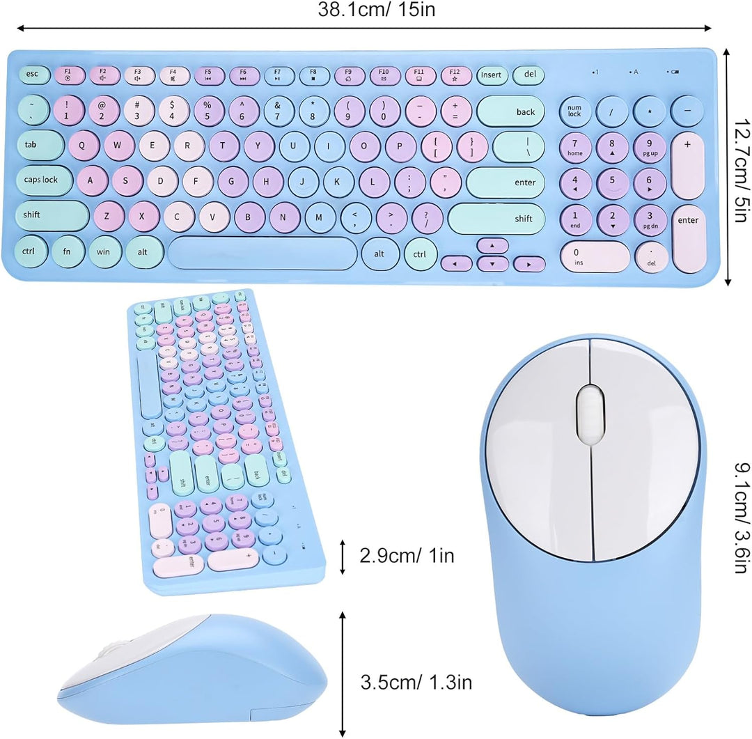 Combo de teclado y mouse inalámbricos, teclado retro de máquina de...