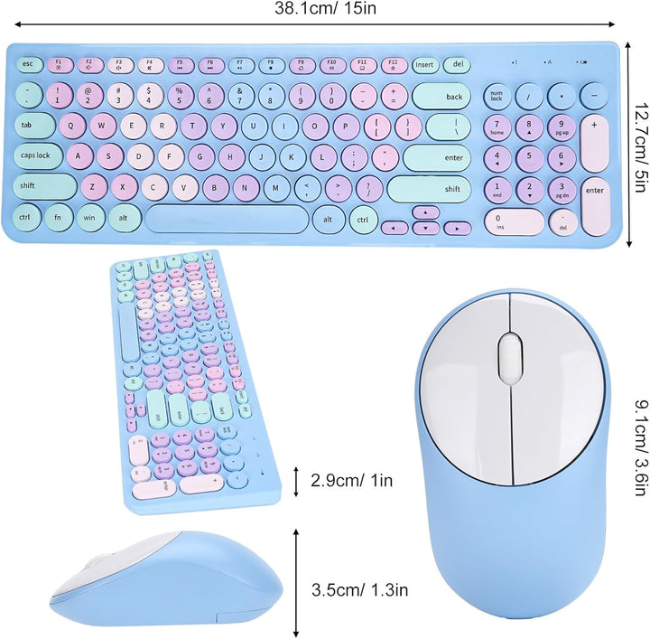 Combo de teclado y mouse inalámbricos, teclado retro de máquina de...
