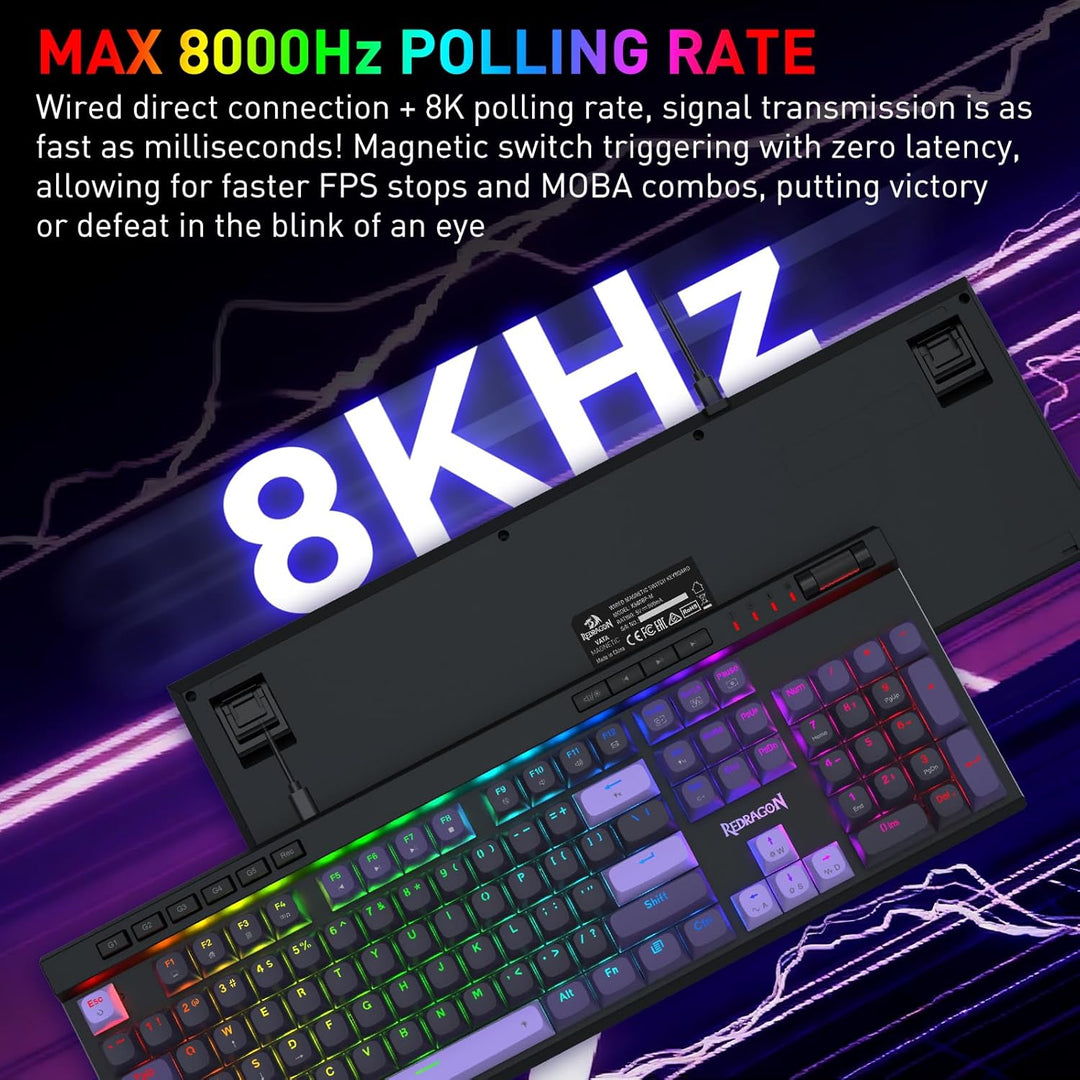 Redragon K580 HE - Teclado para juegos de disparo rápido, 100% 104...