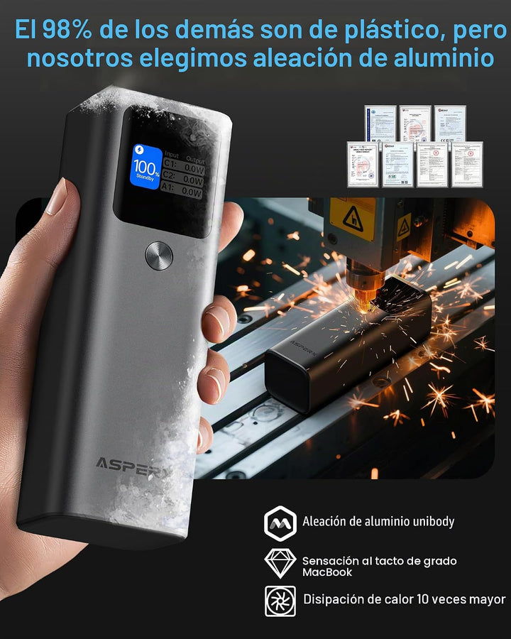 AsperX - Banco de energía para portátil, 27,600 mAh, 162,5 W, PD3.1...