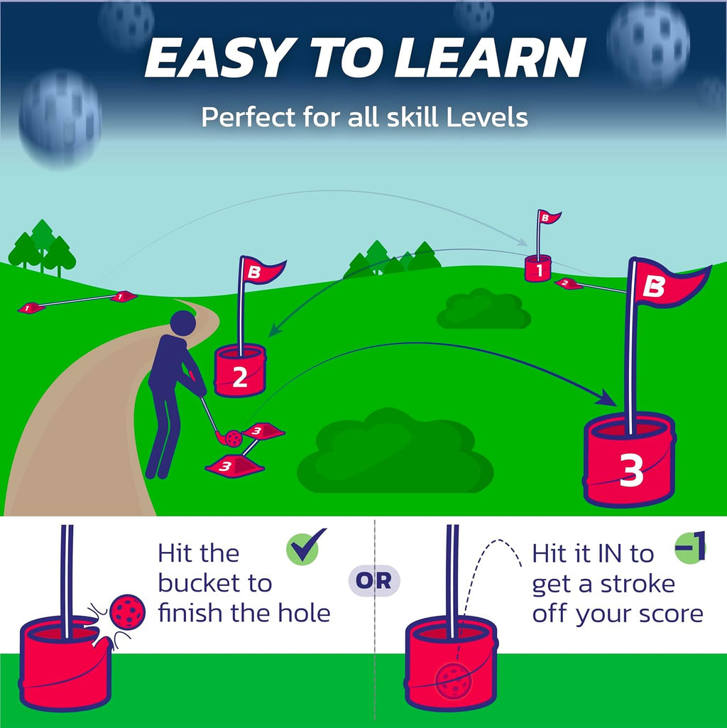 BUCKETGOLF Original Game Set de Viaje de 3 Hoyos