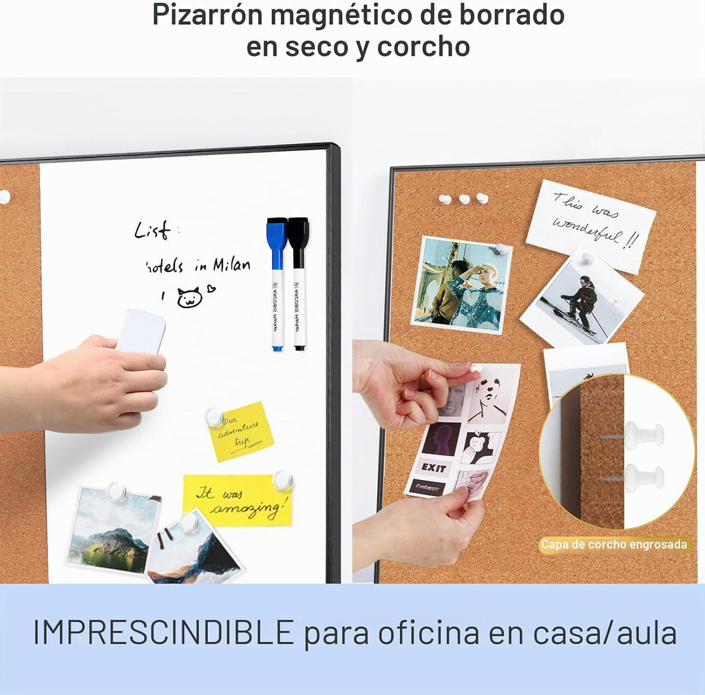 Tablero de corcho Combo de pizarra blanca