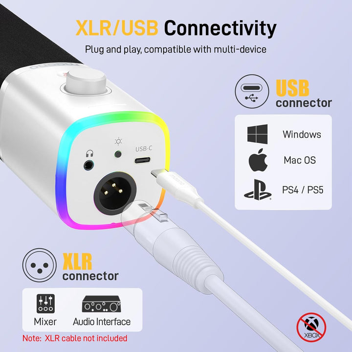 MAONO - Micrófono dinámico para juegos Micrófono dinámico USB\/XLR...