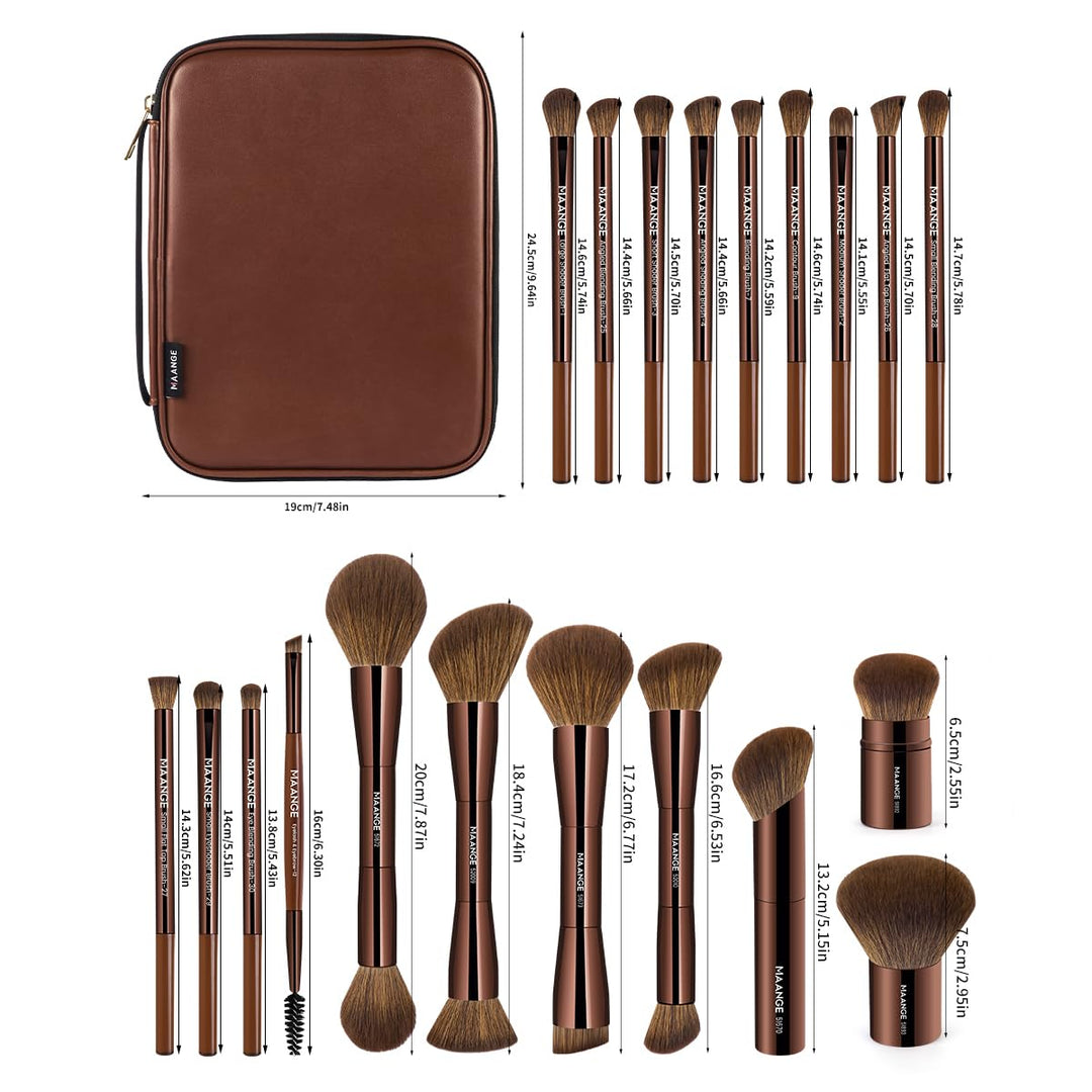 MAANGE Juego de 20 brochas de maquillaje con bolsa, cepillo Kabuki...
