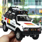 Autos de juguete para niños, autos de fundición a escala 1:24, compatible con Land Cruiser LC80, modelo de automóvil coleccionable, auto de juguete con retroceso con luces y sonidos, autos de