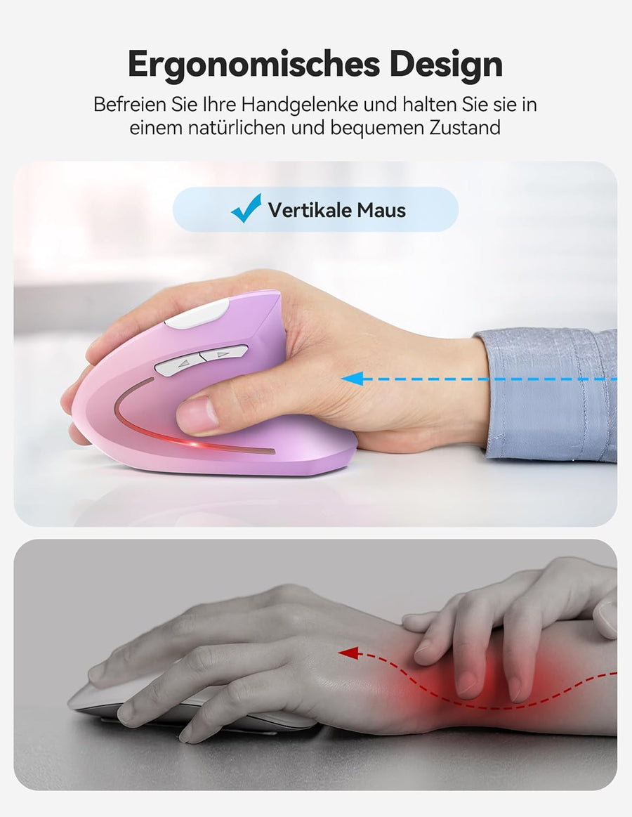 TECKNET Ratón ergonómico recargable Bluetooth \u2013 Ratones vertic...