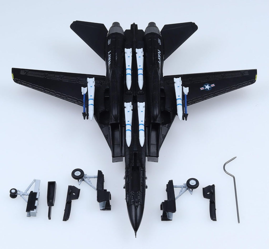 Grumman F-14 Tomcat VX-4 Modelo fundido a presión – 1/100 US Navy Fighter Jet, modelo de exhibición de metal preconstruido con soporte, regalo coleccionable para fanáticos de la aviación militar