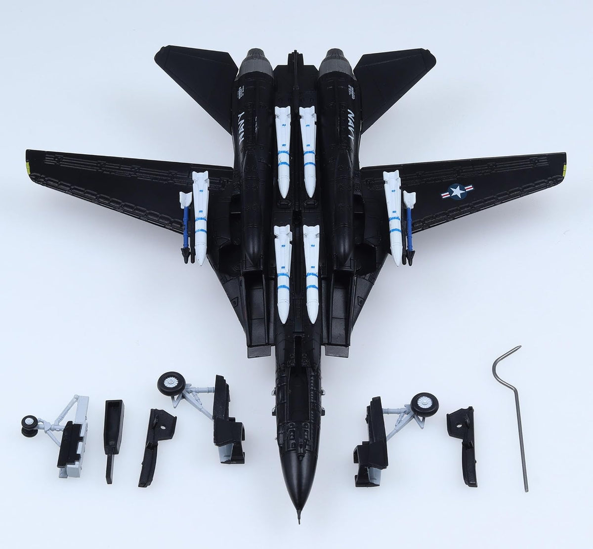 Grumman F-14 Tomcat VX-4 Modelo fundido a presión – 1/100 US Navy Fighter Jet, modelo de exhibición de metal preconstruido con soporte, regalo coleccionable para fanáticos de la aviación militar
