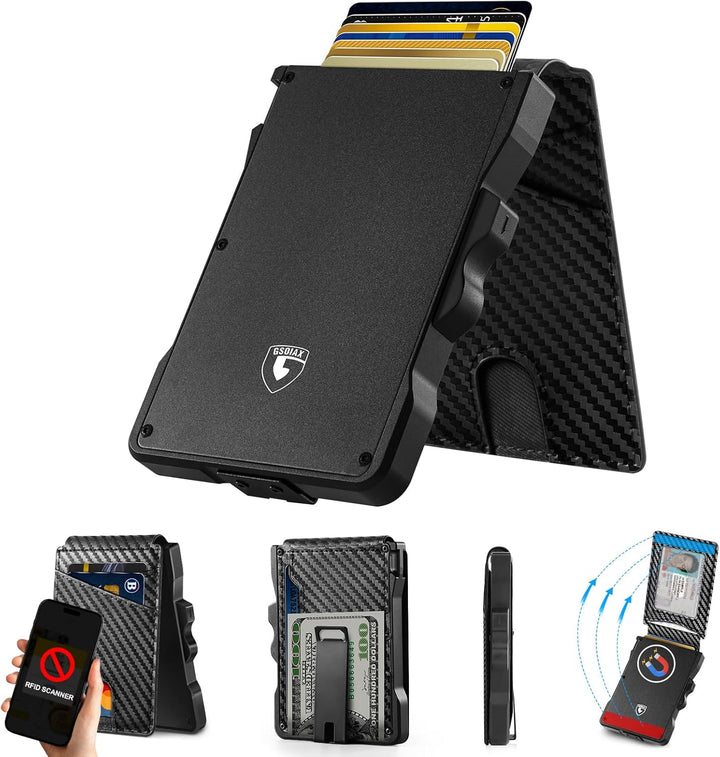 GSOIAX Billetera para hombres con bloqueo RFID, tarjeta emergente i...