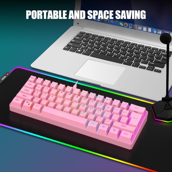 RedThunder - Combo de teclado y mouse para juegos 60%, teclado mini...
