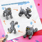 PRANITE Perro robot, juguete programable para perros con control remoto para niños con seguimiento de una tecla, control de voz, tacto, baile, canto, juguete inteligente para cachorros de acrobacias RC regalo para niños y niñas (gris)