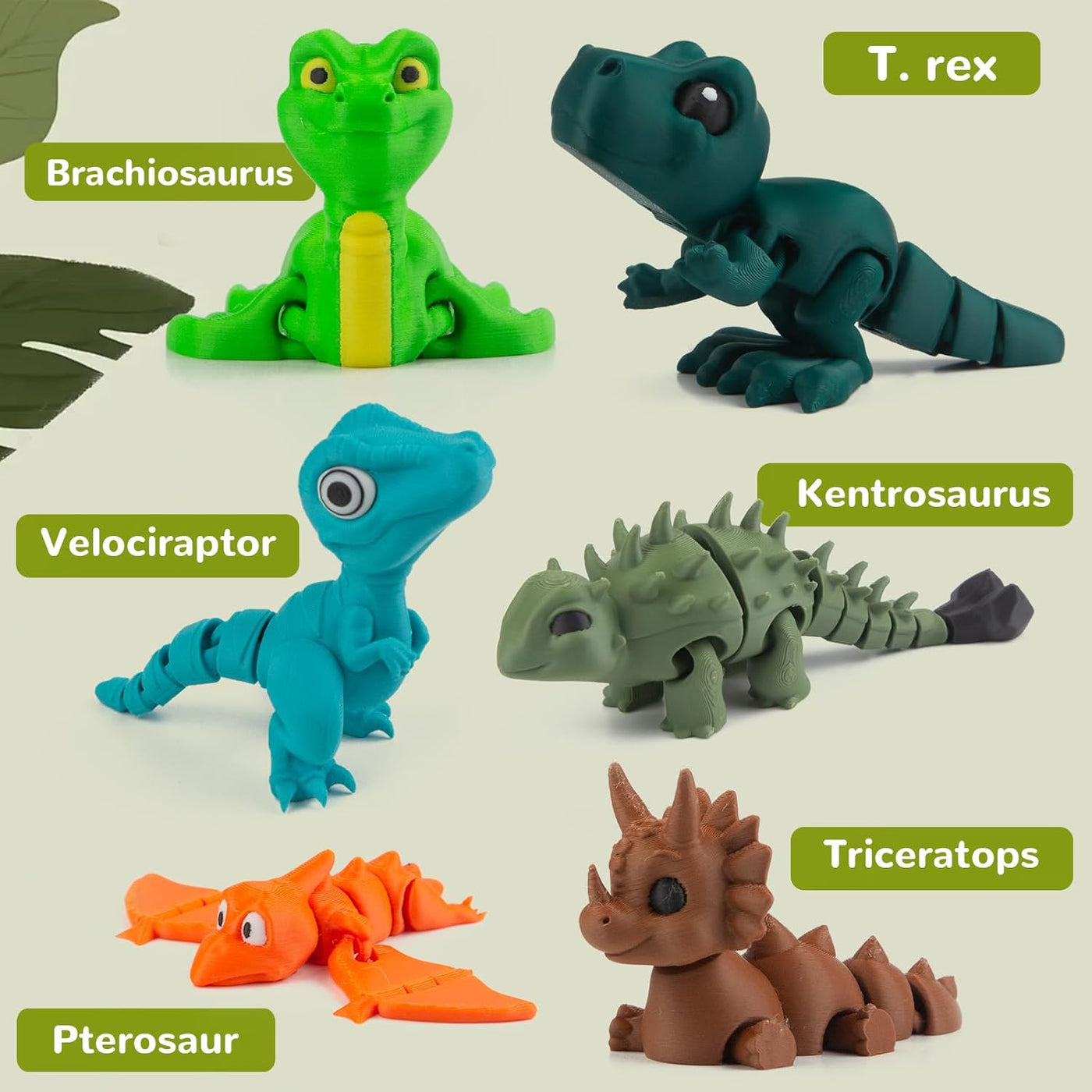 cobinaan 6 juguetes de dinosaurio impresos en 3D animales