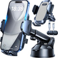 Soporte de teléfono celular para automóvil, [potente ventosa], soporte de teléfono de automóvil para salpicadero, parabrisas, ventilación de aire, brazo largo, soporte para teléfono celular, soporte para automóvil, funda gruesa compatible con teléfonos
