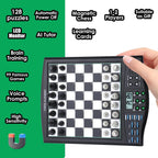 Tablero de ajedrez electrónico Talking Chess Academy, tablero de ajedrez inteligente con sistema de enseñanza de voz, juego de ajedrez para computadora con piezas magnéticas fuertes, 1-2 jugadores, juego de ajedrez electrónico - Viaje portátil simple
