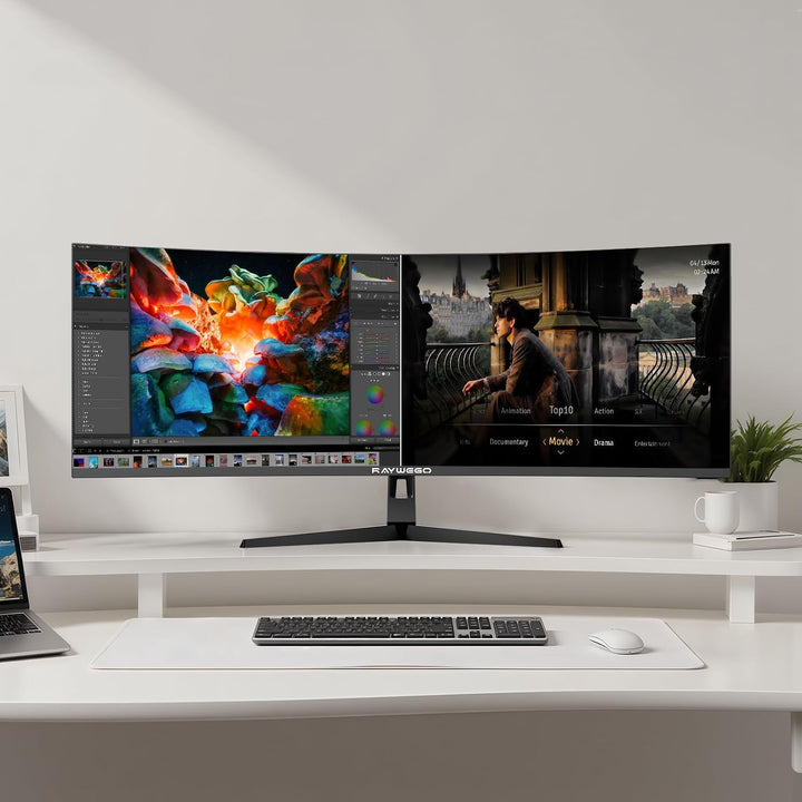 Raywego Monitor para juegos ultraancho curvado de 49 pulgadas, DQHD...
