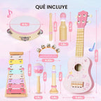 Juego de guitarra para niños pequeños, instrumentos musicales de madera