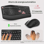Combo de teclado y mouse inalámbricos, teclas onduladas de tamaño c...