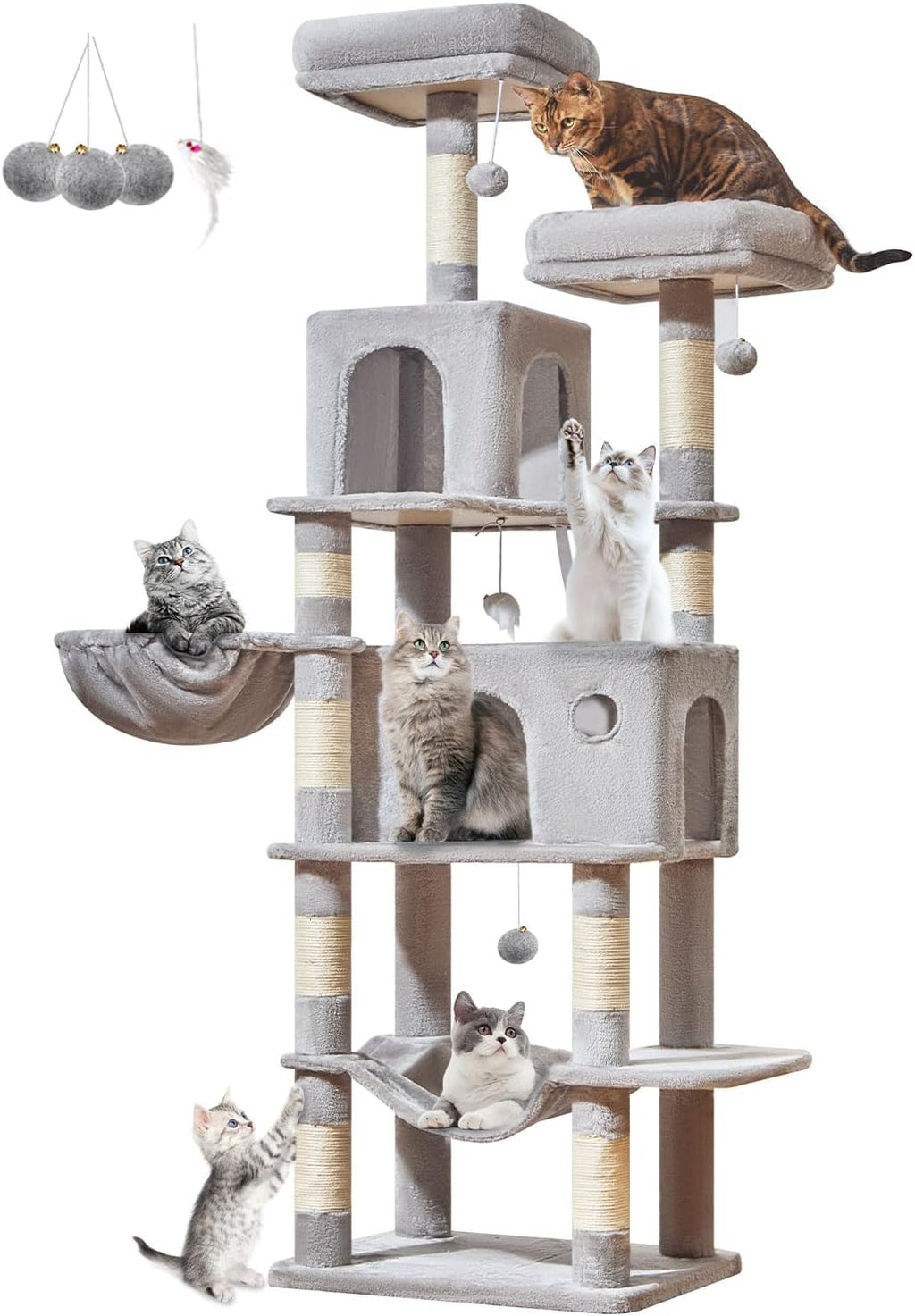 Taoqimiao Gran Árbol para Gatos, 73 in de Altura Torre para Gatos con 2 Dens Felinos Acolchados