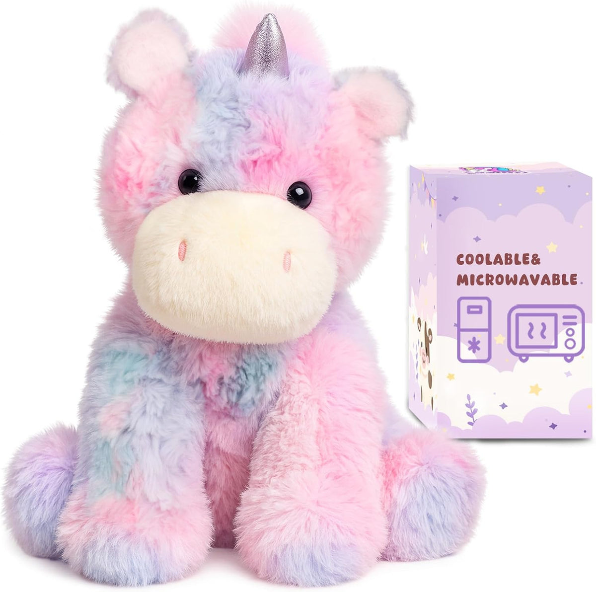 Easfan Peluche de unicornio ponderado para microondas para niños de 12