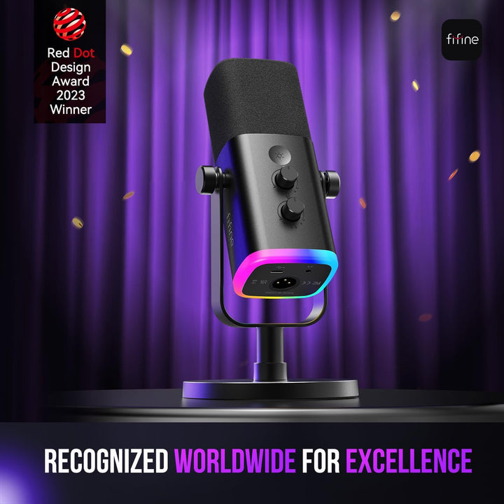 FIFINE - Micrófono dinámico XLR\/USB para podcasts, de transmisión...