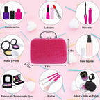 TEPSMIGO - Kit de maquillaje de simulación para niñas, juego de maquillaje de simulación para niños, con bolsa de cosméticos para cumpleaños, Navidad, juego de maquillaje de juguete para niñas pequeñas a partir de 3 años (no maquillaje real)