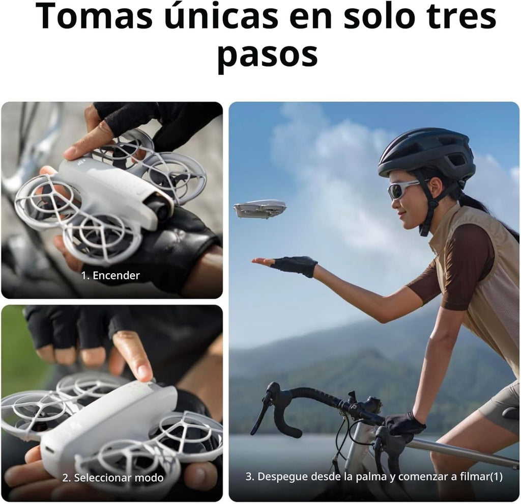 DJI Neo, Minidron con cámara 4K UHD para adultos, dron de 135 g que te sigue, despegue con la palma, seguimiento de sujetos, QuickShots, video estabilizado, protector de hélice incorporado (sin