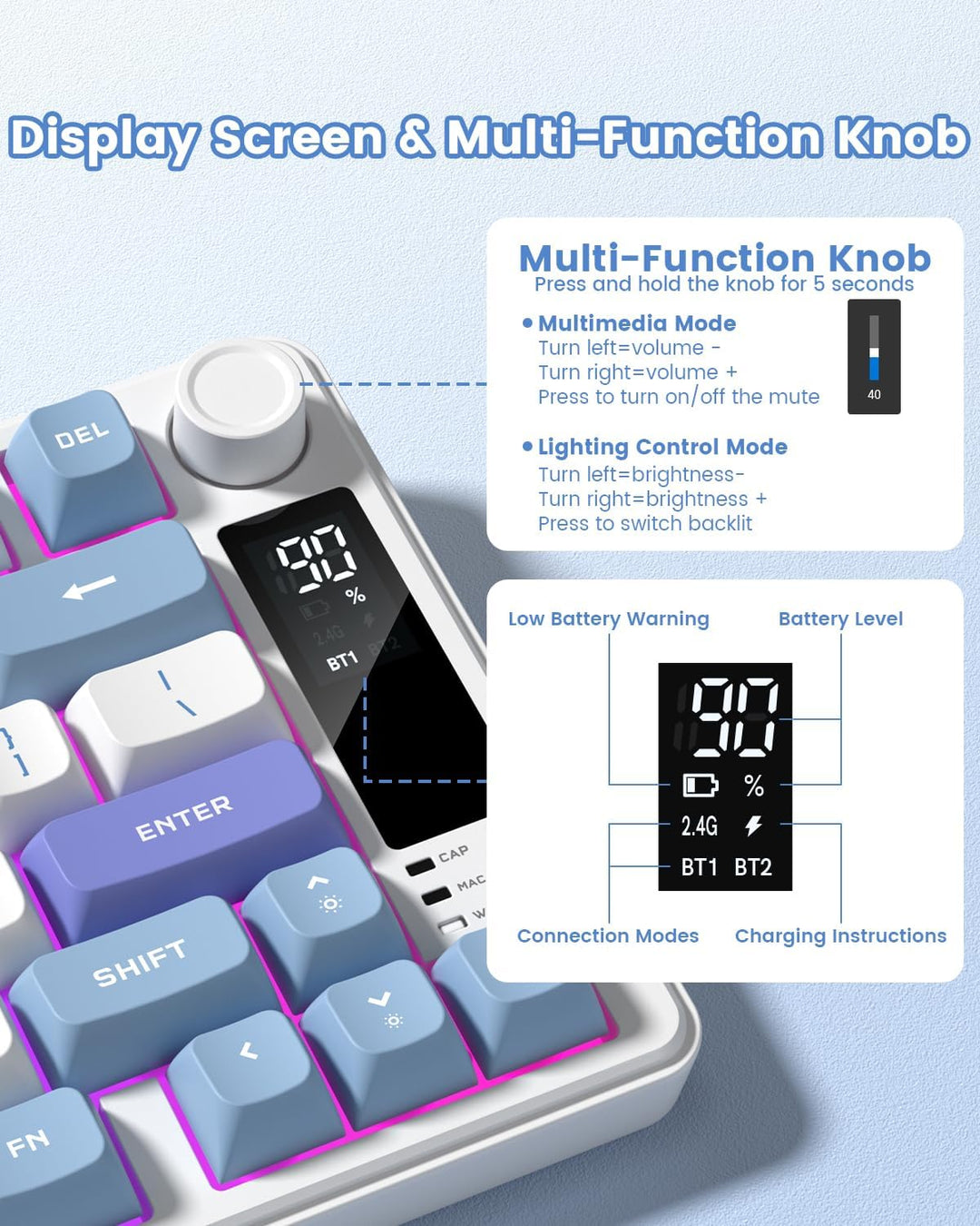 Womier DK75 - Teclado inalámbrico 75% para juegos, teclado cremoso...
