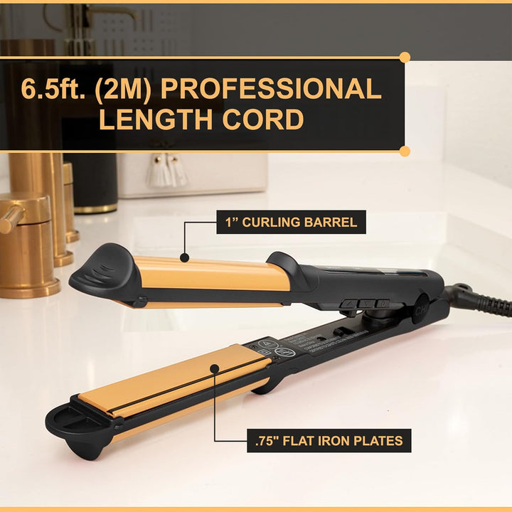 CHI Tourmaline Cerámico 3 en 1 Multi Styler, Plancha para Rizar y O...