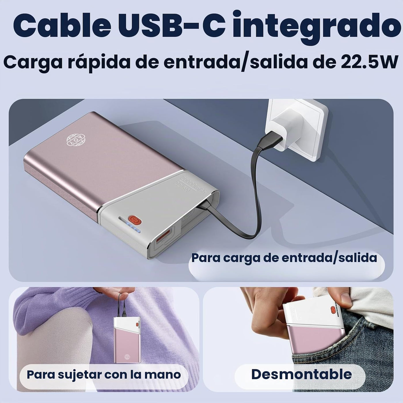 Aaoyun Cargador portátil con cargador portátil, 20000 mAh, 22.5 W,...