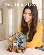 Lámpara Rowood Kit de casa en miniatura, kit de casa de muñecas en miniatura para el Día de la Madre, para adultos, manualidades de madera para adultos, regalos en cumpleaños Navidad - Casa de las flores de