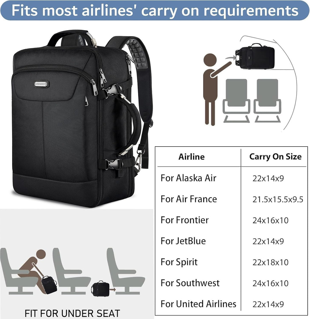 VECKUSON 40L Carry-On Backpack - TSA Approved for Flights, RFID Ant...