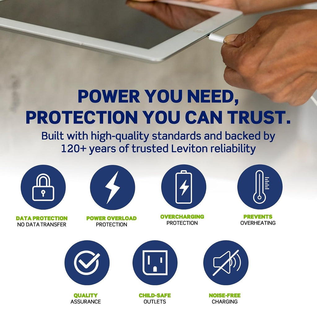 Leviton Decora - Toma de pared USB-C PD de 30 W, receptáculo TR de 15 A