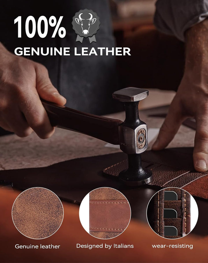 Swallowmall Cartera RFID de cuero genuino para hombre, billetera pl...