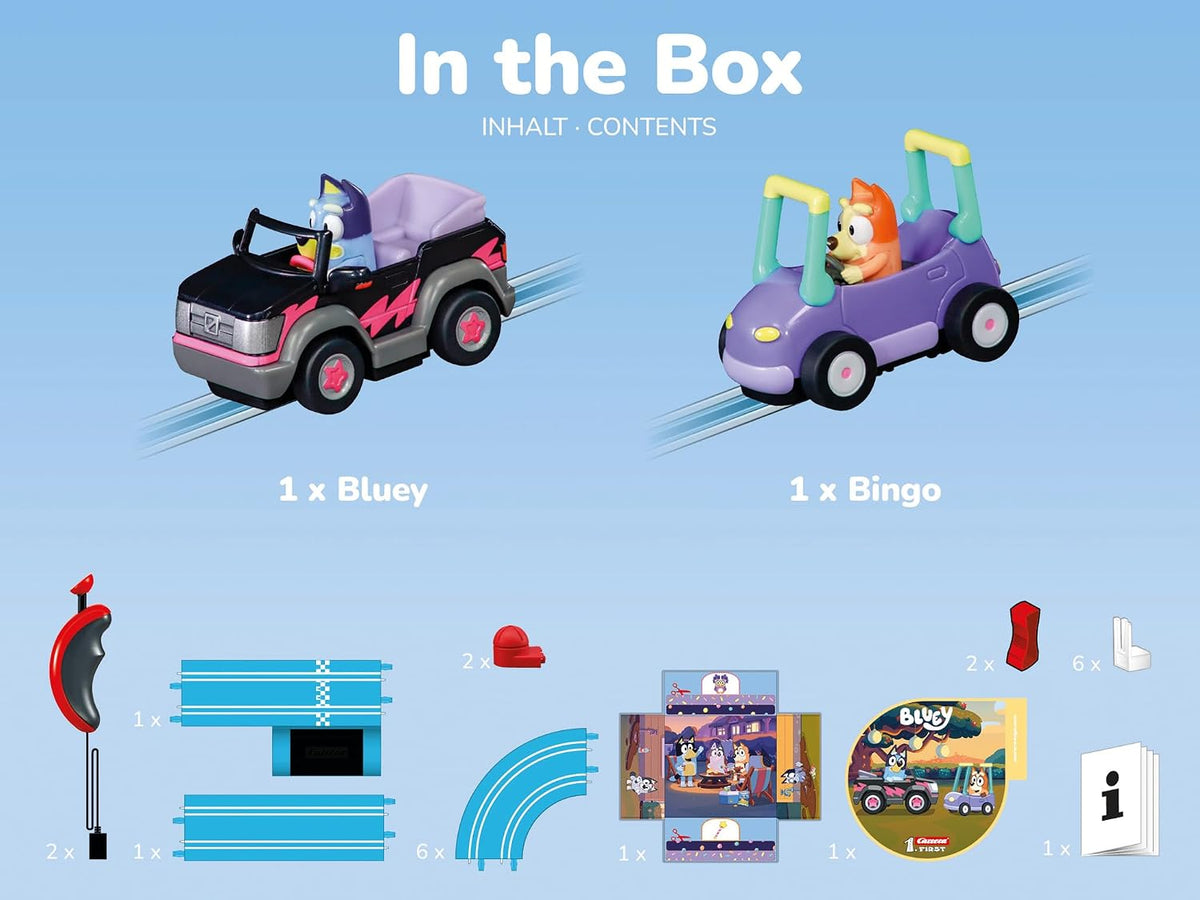 Carrera Primer juego de pista de carreras Bluey Toy Slot Car - Bluey