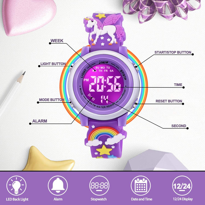 VAPCUFF Relojes impermeables 3D de dibujos animados para niñas con...
